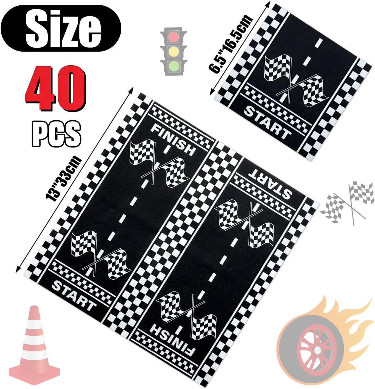 PIXHOTUL 100 pack red and white striped carnival paper napkins - view 26