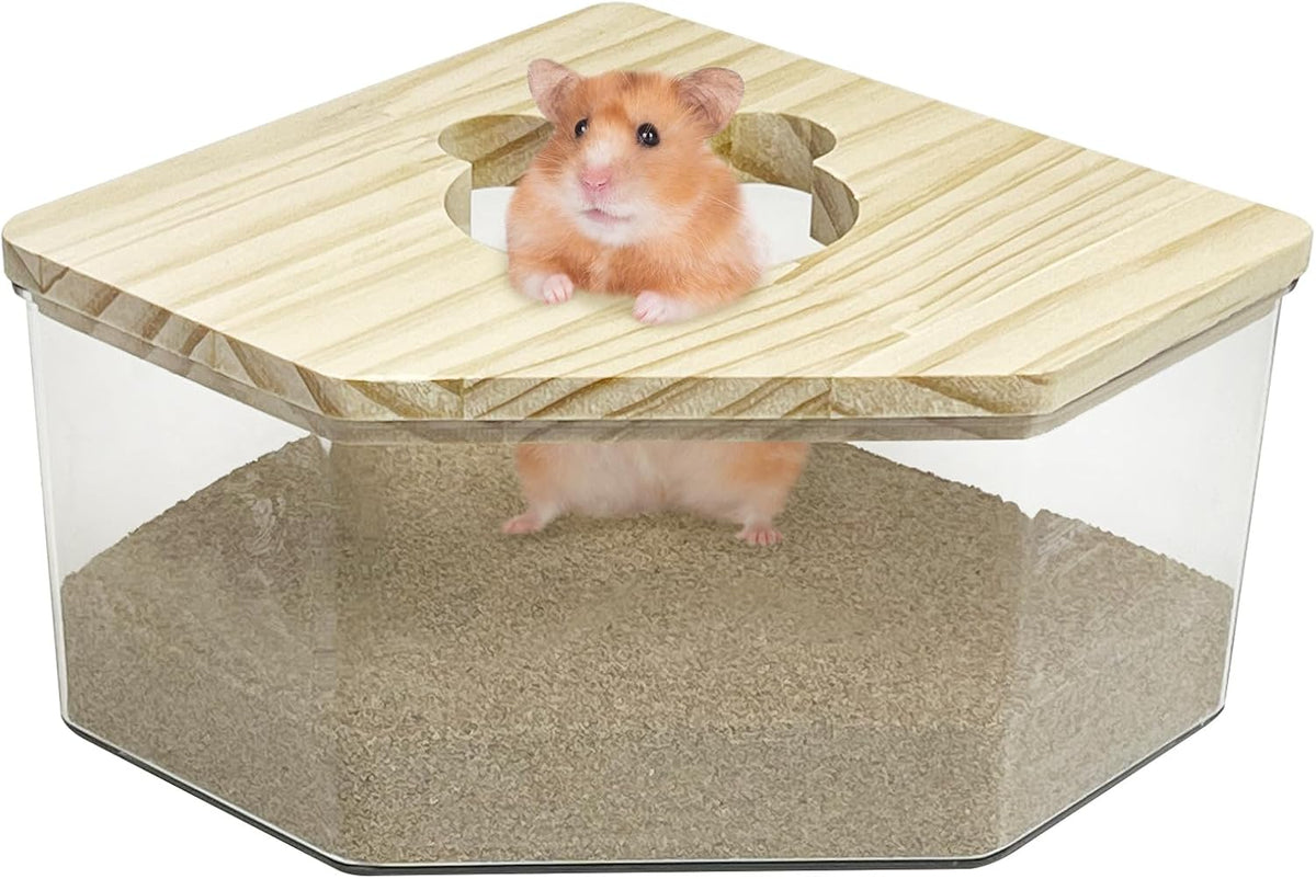 kathson Hamster Sand Bath Box Transparent Acrylic Small Animals - Small - Pentagon