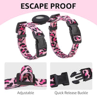 Adjustable Cat Harness and Leash Set with AirTag Holder - Pink Leopard - image 3