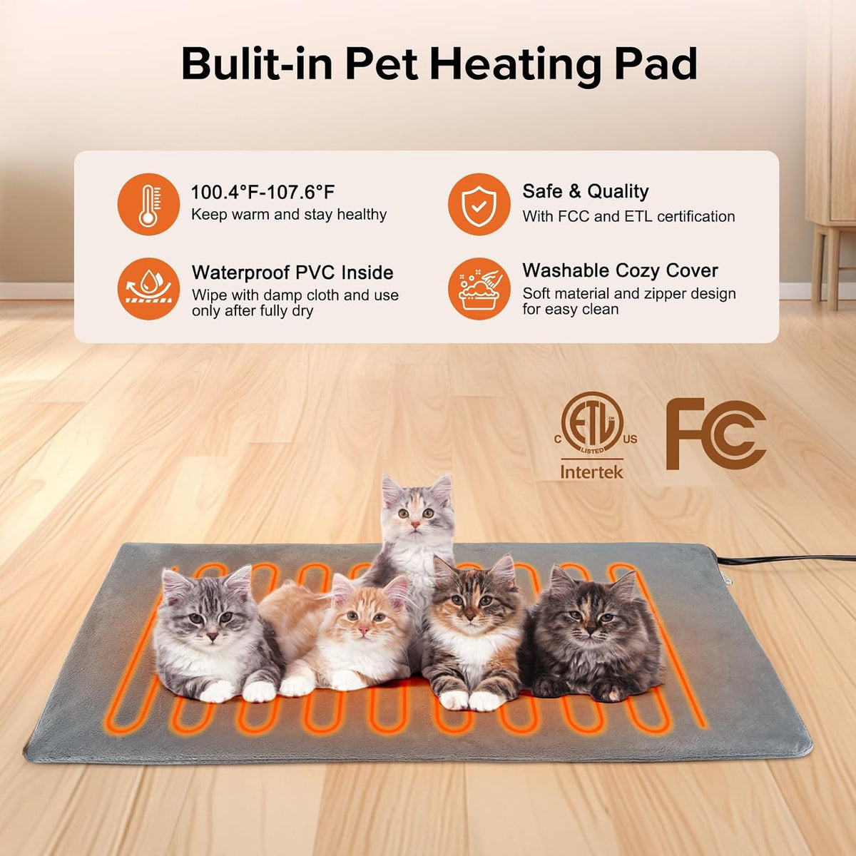 Heated Cat House for Outside in Winter - Black / L (25.7''x13.5''x18'') - image 2