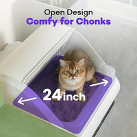 (Upgraded) Popur X5 Self Cleaning Cat Litter Box - Unique Open Top Split System - Automatic Litter Scooping Robot, Odor-Seal, 24 Inch Tray, 30-Day Capacity, 33 lbs. Load, 99% Leakproof (Cardboard Bin)