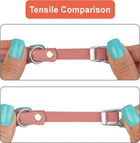 OOPSDOGGY Rolled Leather Cat Collar with Bell, Reflective Kitten Collars with Buckle Include Safety Elastic Strap - Adjustable Small Pet Collars for Boy Girl Cats (Peach)