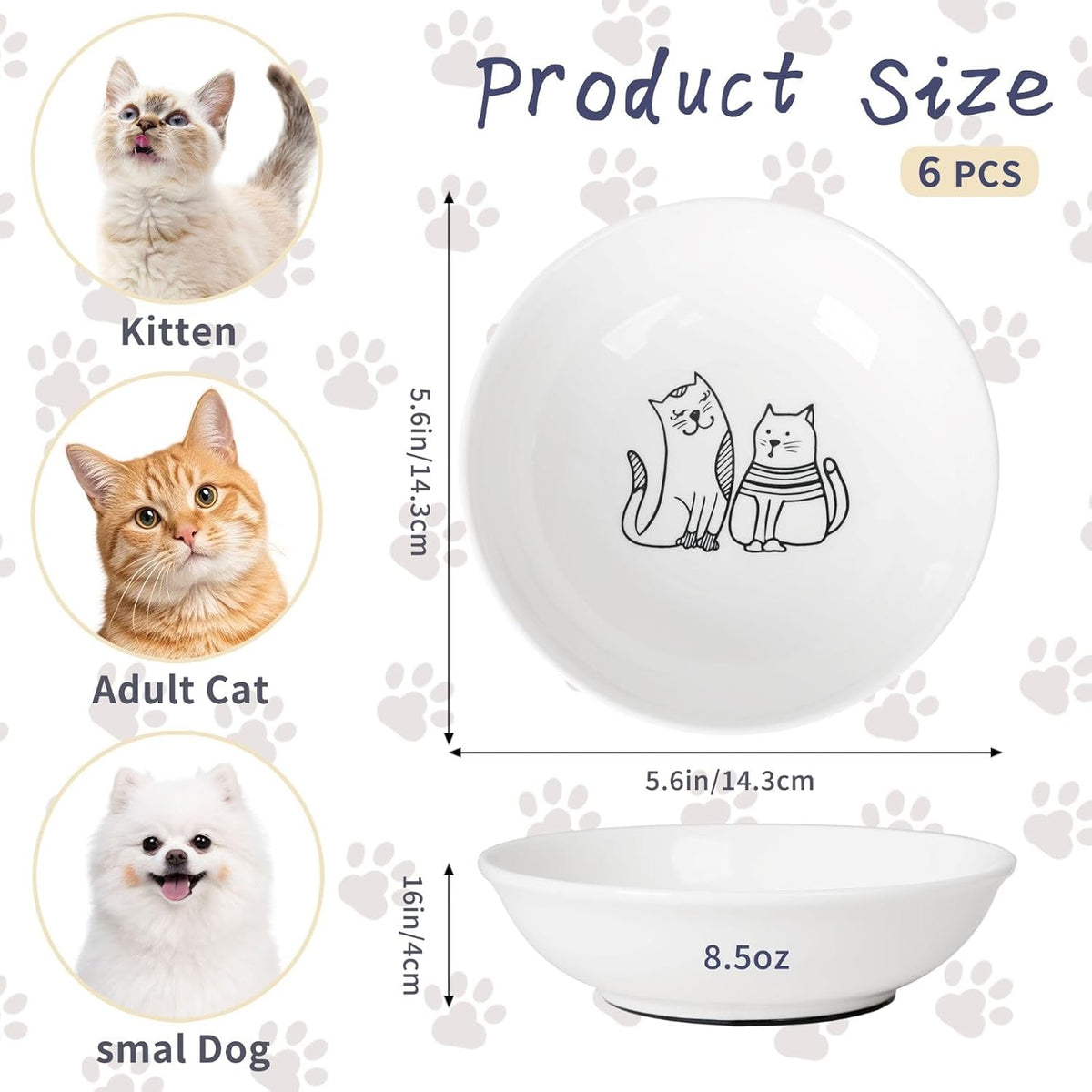 2pcs Wide Shallow Cat Bowls - Funny - image 3