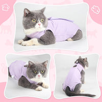 Cat Recovery Suit for Abdominal Wounds Cat Onesie After Surgery Female – Essentials for Cats - Purple / Medium - image 2