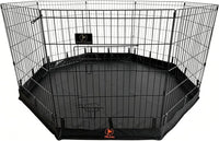 Puppy Playpen with Bottom Pad and Door, 8 Panels 24" H - Black / Small Pen: 30-Inch High / Playpen+Bottom