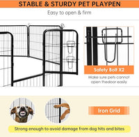 BestPet Dog Playpen Indoor 24 inch 8 Panels Metal Dog Pen Pet Dog Fence Outdoor Exercise Pen with Doors,Pet Puppy Playpen for RV Camping Yard, Black