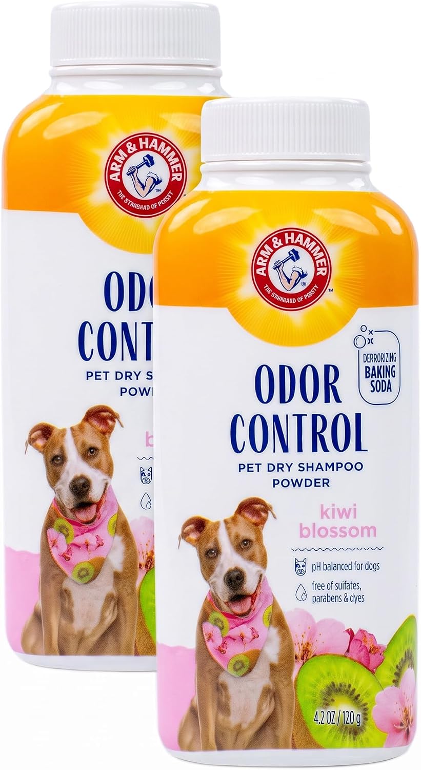 ARM & HAMMER Odor Control Dry Shampoo Powder for Dogs - 4.2 Ounce (Pack of 2)