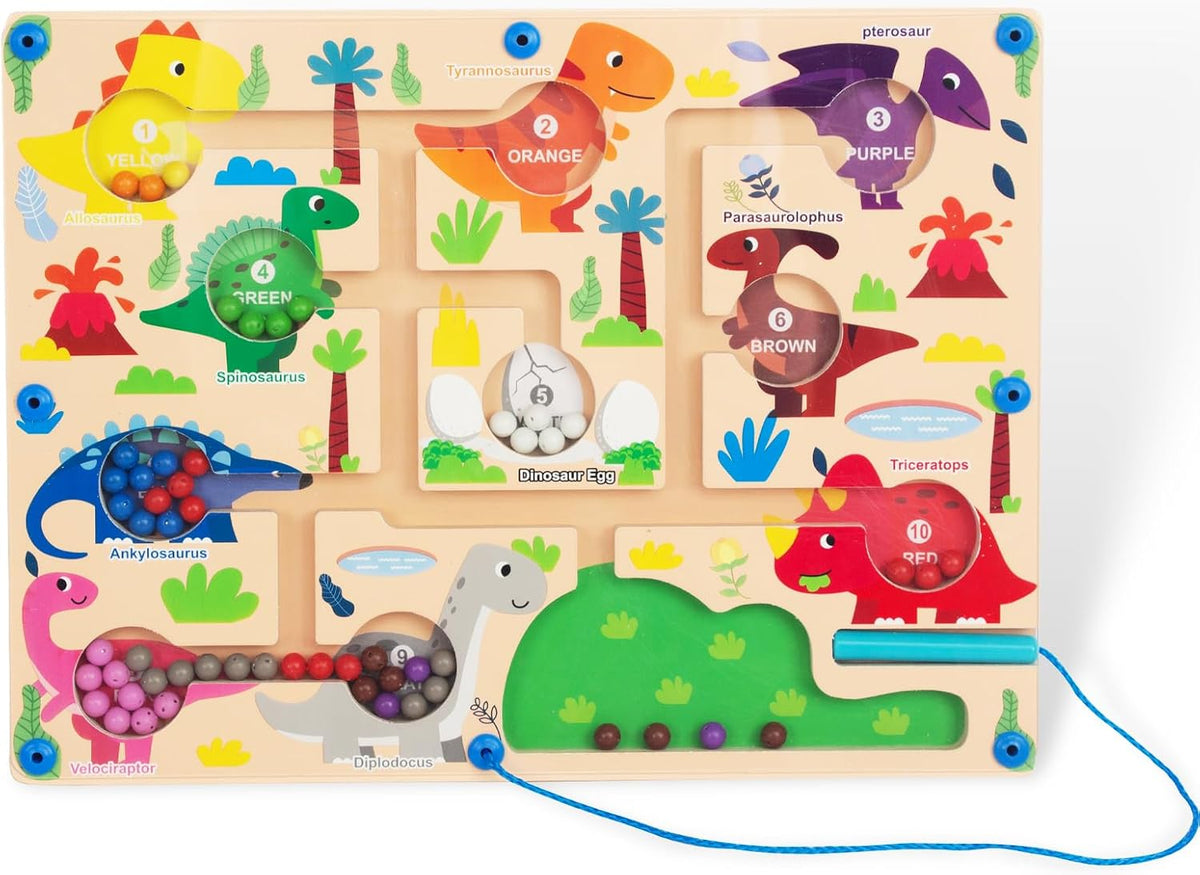 WOODENFUN magnetic color number maze, wooden Montessori counting board with magnetic pen and beads - view 3