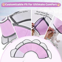 Soft Dog Cone Collar After Surgery Recovery,Adjustable E-Collar with Removable Shield,Lightweight,Breathable Anti-Licking Protective Cone for Large,Medium,Small Pets (Rose Pink, M (Neck:12''-15''))