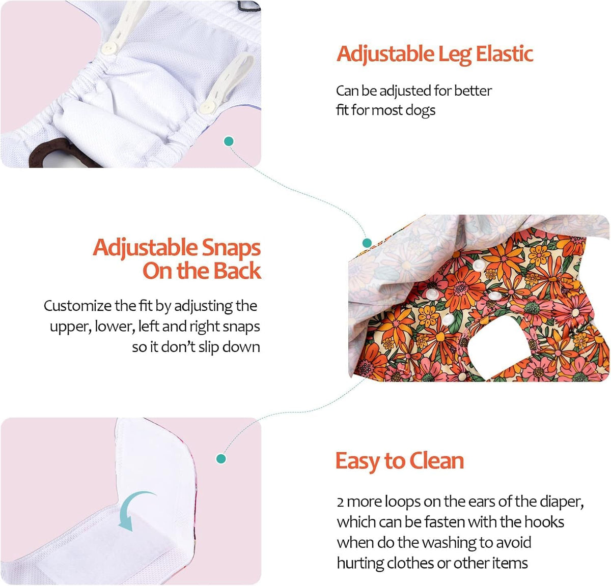 CuteBone Female Dog Diapers with Skirts 3 Pack Reusable Puppy Dresses - Feather&flowers skirts 3pcs / XS - image 3