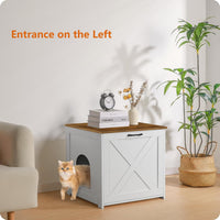 Cat Litter Box Enclosure, Hidden Litter Box Furniture - White+Warm Brown / 23.6"L x 19.7"W x 21.7"H - image 3