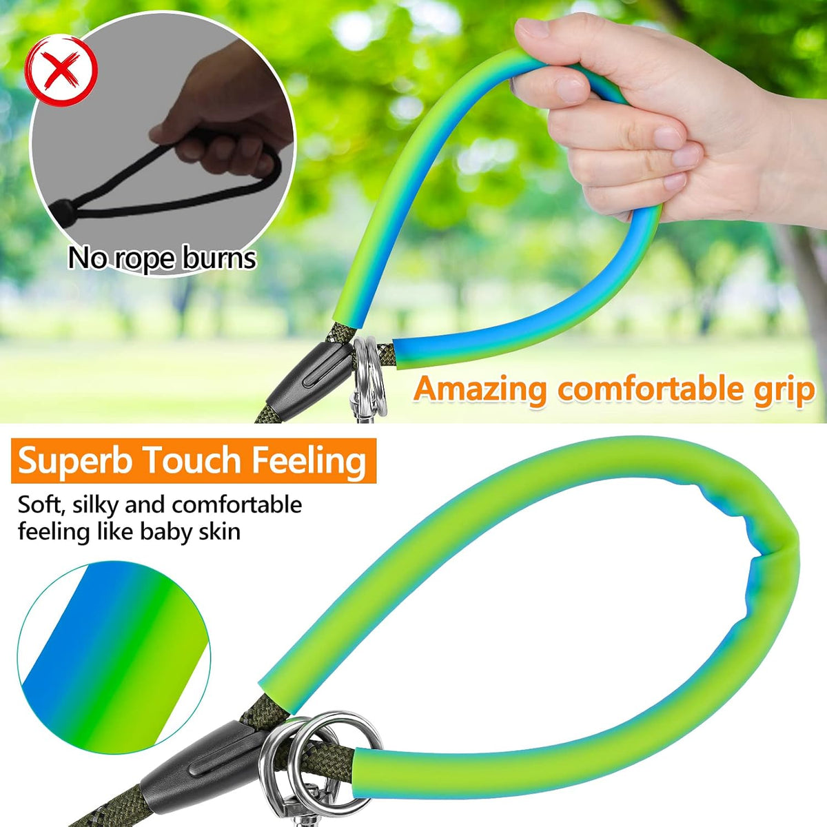 30 FT Dog Leash, Obedience Recall Training Agility Lead - 15ft*3/8" / Olive - image 3