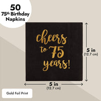 Sparkle and Bash It's a Boy Napkins, Blue & Gold Foil, 3-Ply - Cheers to 75 Years / 5 x 5 Inches - image 3