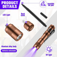 Tegeme 4 invisible ink pens with 4 mini UV marker flashlights in black - view 9