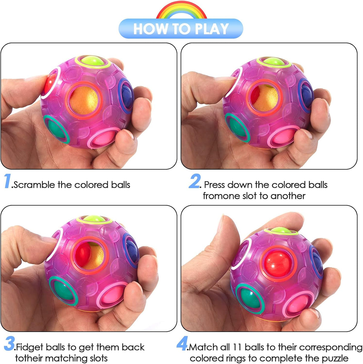 Vdealen Magic Rainbow Puzzle Ball - Purple - image 4