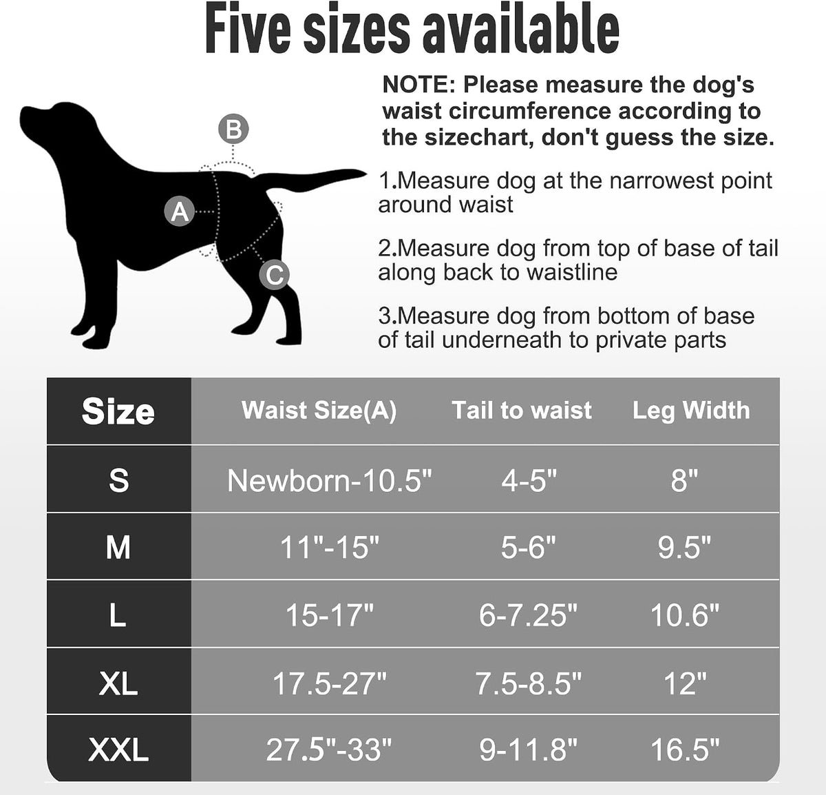 Washable Reusable Female Dog Diapers Small Medium Large Doggie Puppy - Black / X-Large / 5 - image 4