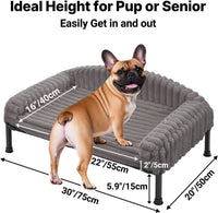 Veehoo Elevated Dog Bed with Bolster Cushion - Grey / 30.0"L x 20.0"W x 8.3"Th - image 2