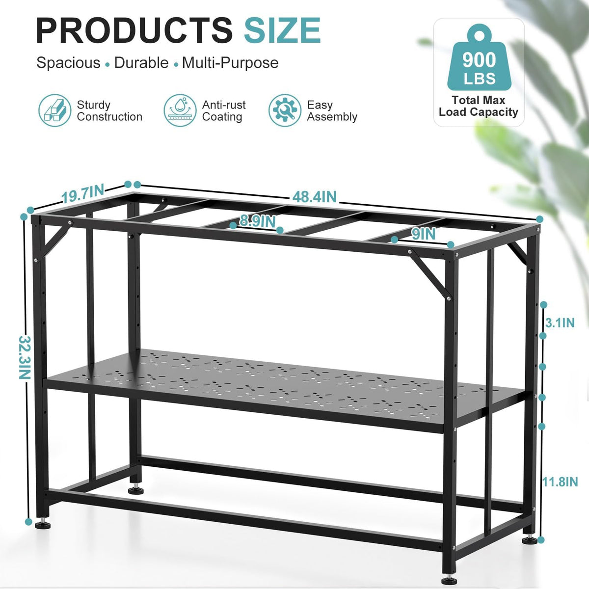 TOCRETOARE Fish Tank Stand 40 Gallon - 48.4"x19.7"x32.3" - image 3