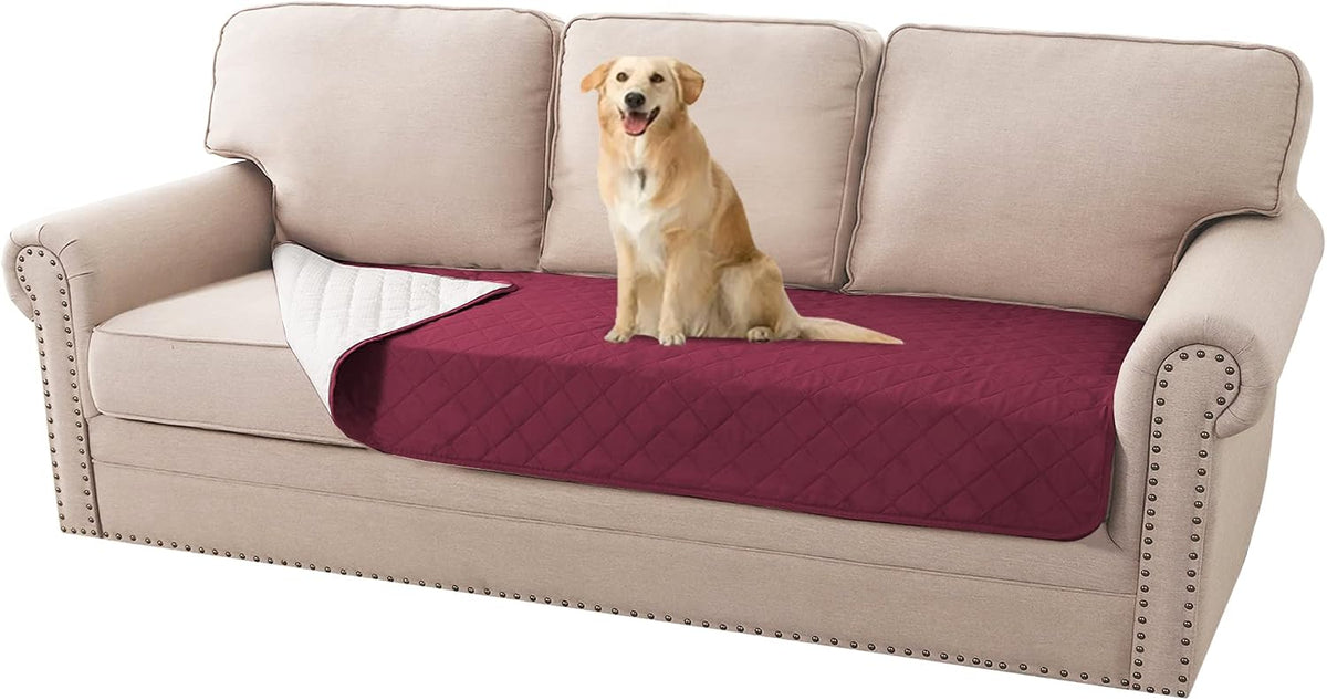 H.VERSAILTEX Sofa Cover Couch Cover for Dogs with Elastic Straps 100% - Burgundy / Blanket-Sofa