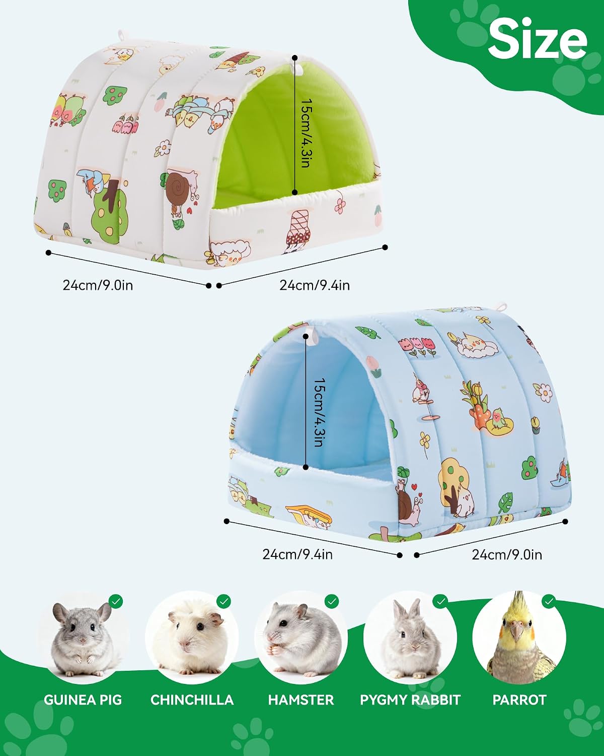 2 Pack Hamster Hideout Bed - Beige+Blue / 9.4*9.4in - image 2