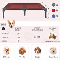 Elevated Dog Bed for Large Dogs 120lb - L (36"L x 30"W x 7"H) / Red - image 4