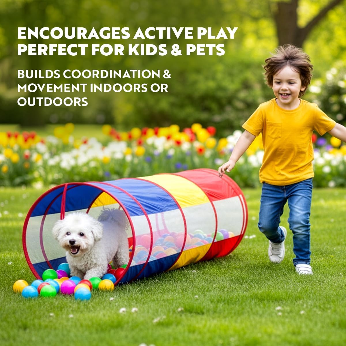 Playz Kids Play Tunnel Toys for Toddlers 1-3 - Yellow, Red, Blue - image 4