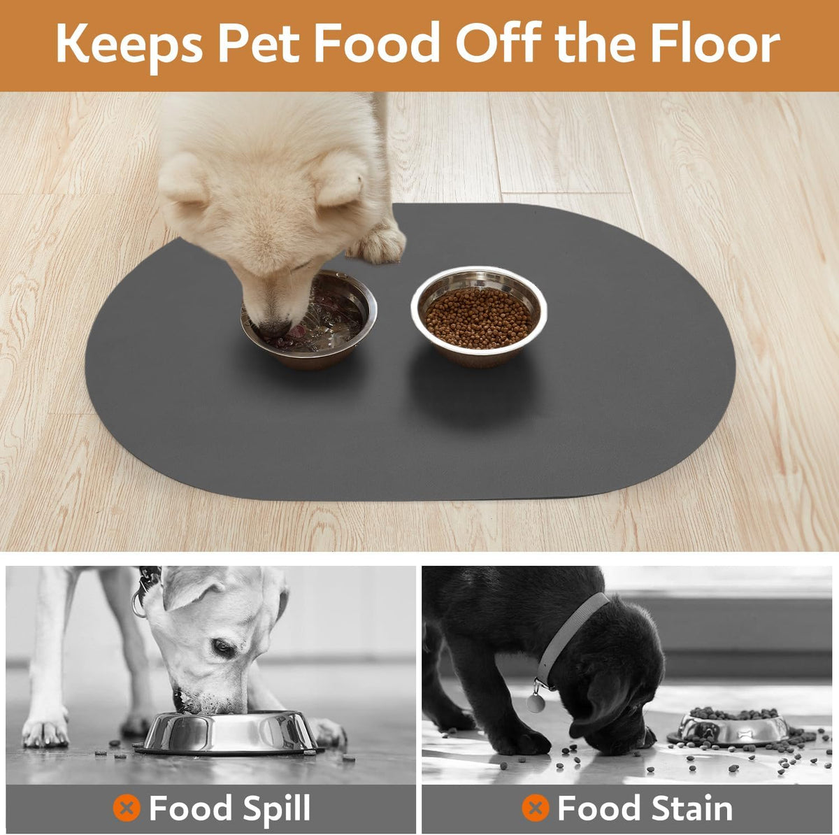 MontVoo Absorbent Dog Food Mat-Dog Mat for Food and Water Bowl - Darkgrey / 17"x28" - image 2