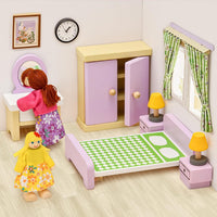 Toyssa 36-piece wooden dollhouse furniture set with kitchen, bedroom and 4 family dolls - view 3