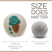 Fluff Ewes Wool Dryer Balls 6 Pack Premium New Zealand Wool Laundry Balls for Dryer, No Static Dryer Balls Laundry Reusable, XL Wool Dryer Balls Cute, Baby Dryer Balls for Dryers - Fun in The Sun