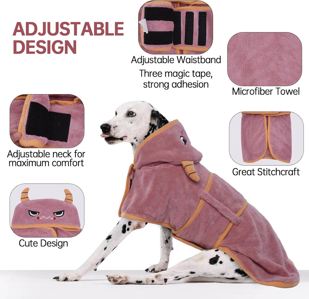 Dog Bathrobe, Fast Drying Coat - Extra Large / Pink - image 3