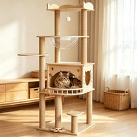 KVIDA 56.7" Solid Wood Cat Tree for Large Cats