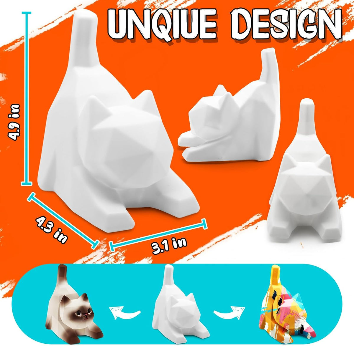 FUNZBO 4.3in Paint Your Own Dinosaur Lamp Kit - Cat Lying - image 2