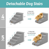 COZY KISS Dog Stairs for Small Dogs - Gray / 5 / 15.7x33x19.7 inch - image 2