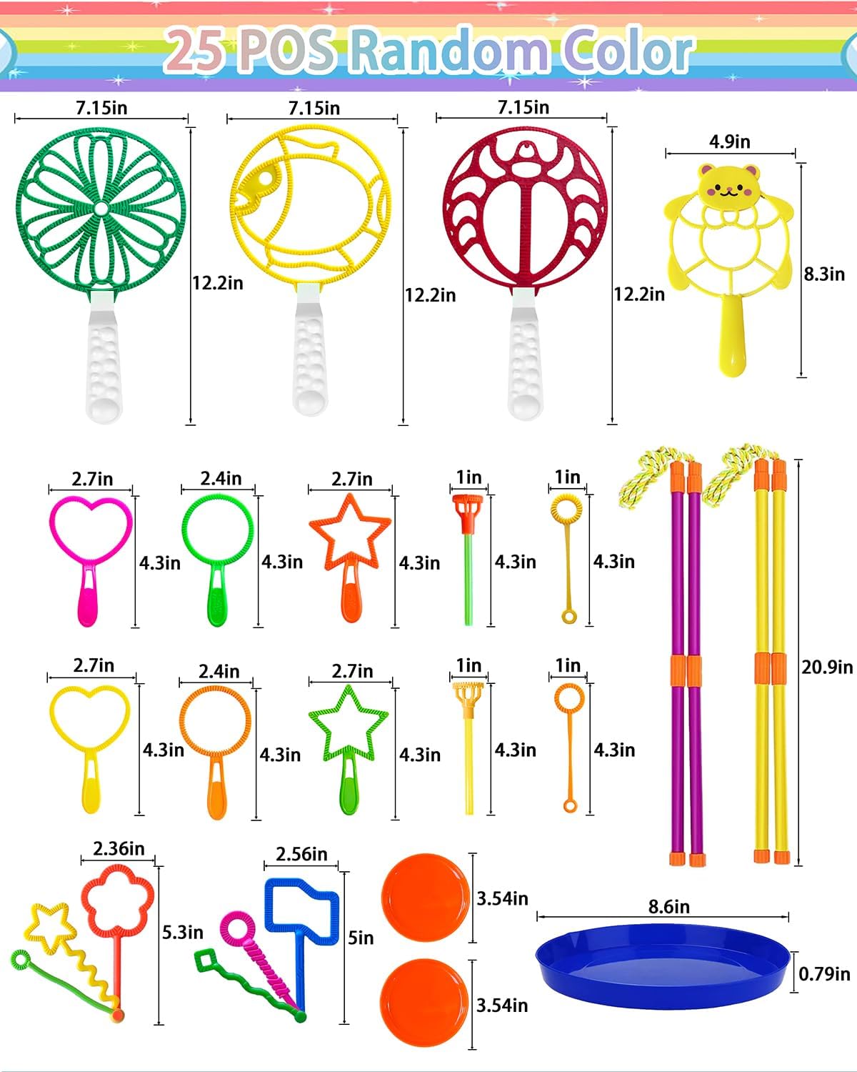 Unistylar giant bubble wands set, 22 pieces with double-handled rope wands and bubble trays - view 3