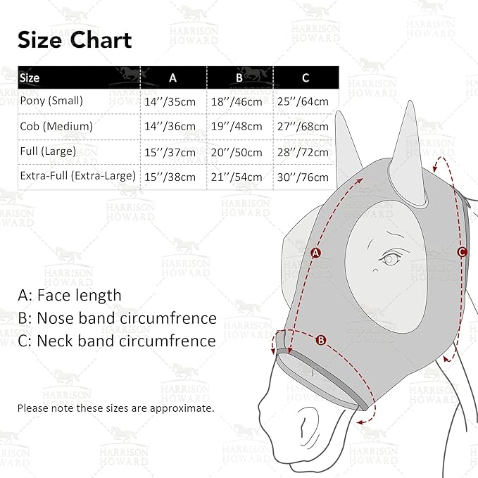 Harrison Howard Super Comfort Stretchy Fly Mask Large Eye Space with UV Protection Soft on Skin with Breathability Graffiti Mix (L; Full Size)