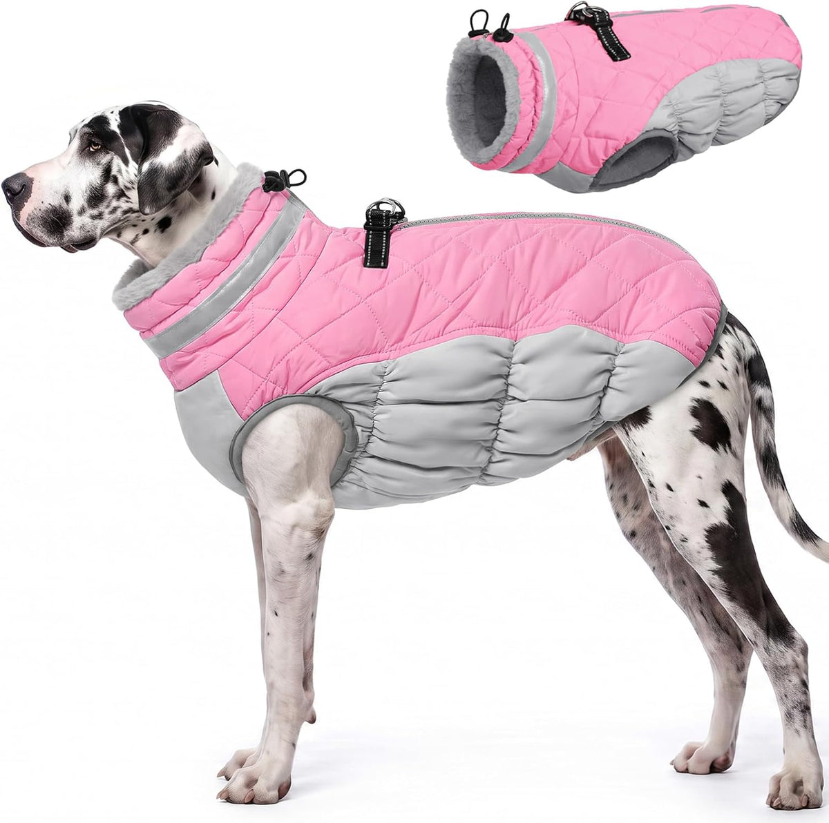 Dog Winter Coat Warm Dog Coat with Harness Waterproof Dogs Jacket – Essentials for Dogs - XXX-Large / Pink