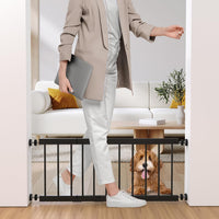 Dog Gate Indoor,18"-45" Adjustable Extra Wide Metal Short Dog Gate to Step Over, 10" Tall Small Pet - 18-45''W*18''H / Black