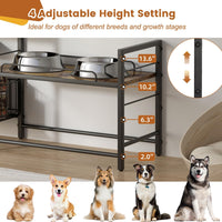 Elevated Dog Bowl Stand with Toy Bin Basket - Black&Brown / 2"-13.6"H/ 18.9"Dx9.45"W - image 3