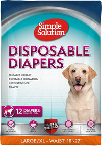 Simple Solution Female Dog Diapers, Disposable Dog Diapers - 12 Count / L/XL