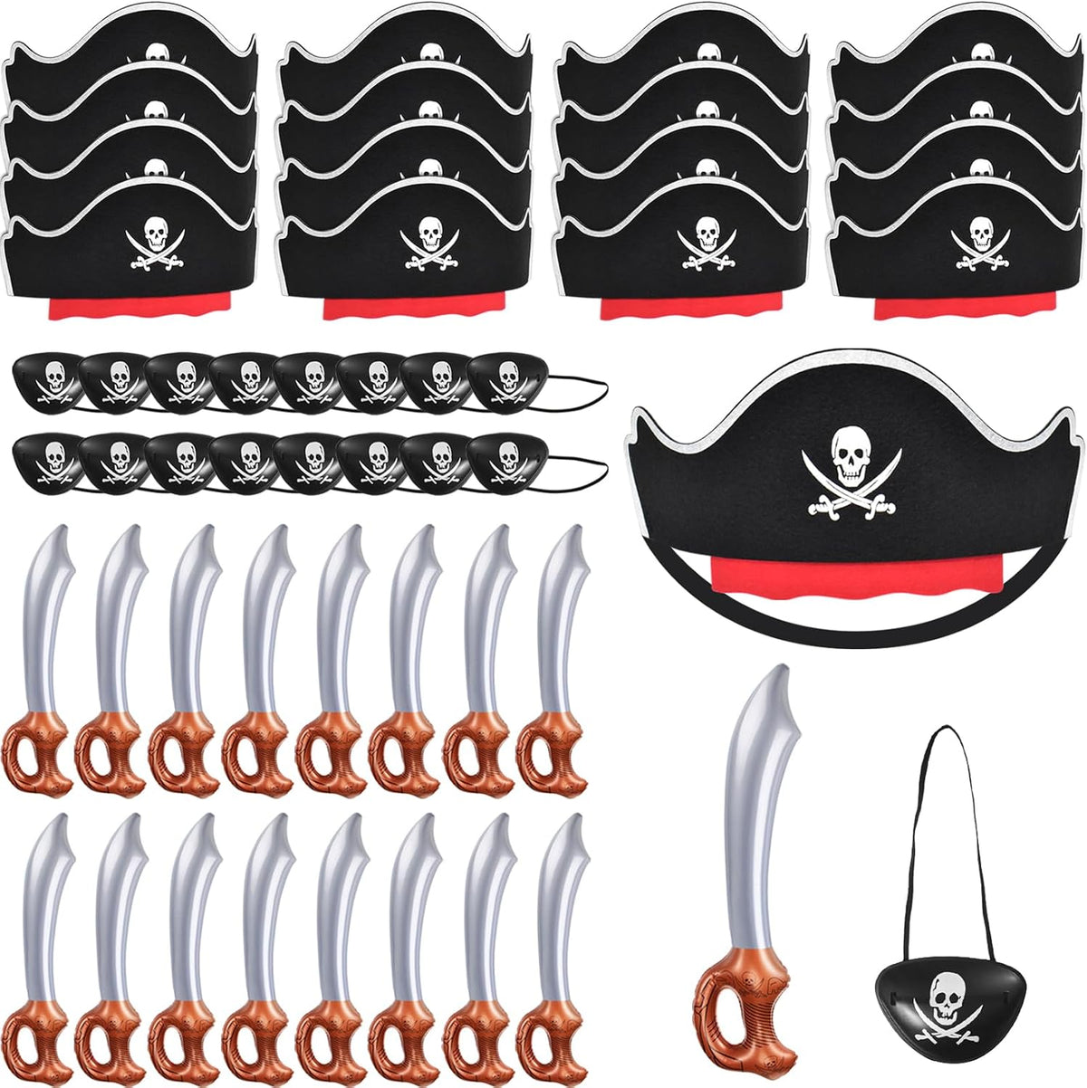 ZeeDix 9 Pcs Pirate Accessories for Kids - 48pcs Pirate