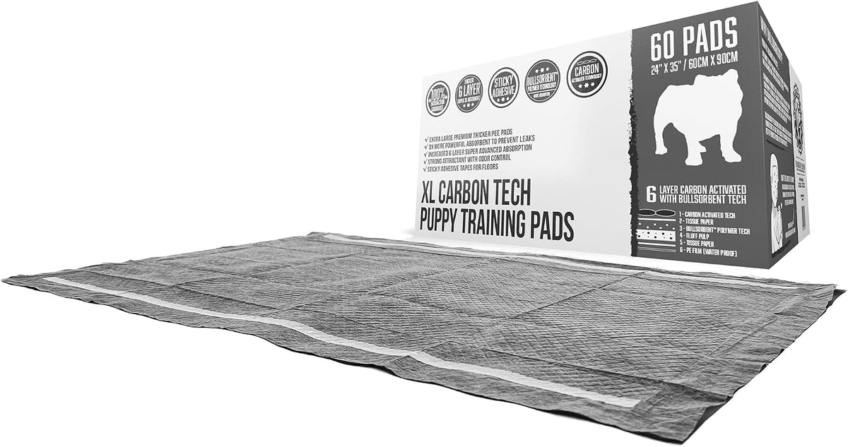 Bulldoglogy 50-Count Carbon Black Dog Pads Puppy Training Pads - 60 Count (24x35)