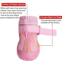 QUMY Dog Shoes for Large Dogs, Medium Dog Boots & Paw Protectors for Winter Snowy Day, Summer Hot Pavement, Waterproof in Rainy Weather, Outdoor Walking, Indoor Hardfloors Anti Slip Sole Pink 6
