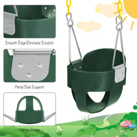 Domaker toddler swing seat with high back bucket and plastic coated chains in green - view 7