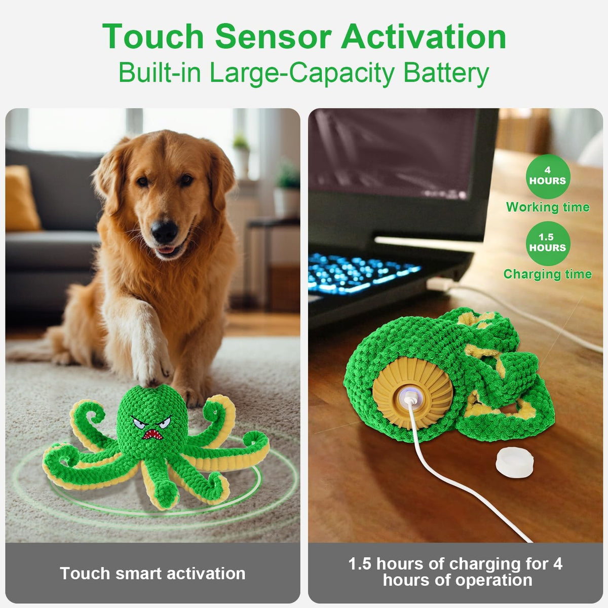 Interactive Dog Toys Octopus to Keep Them Busy – Essentials for Dogs - Green - image 4