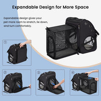 Expandable Cat Backpack Carrier for Small Cats/Dogs Airline Approved – Essentials for Dogs - Black-Standard - image 4