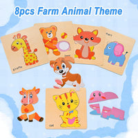 8pcs Wooden Puzzles for Toddlers 1-3, Toddler Puzzles Ages 2-4 – Fun for Kids & Family - Zoo Animals - image 3