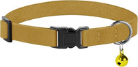 Breakaway Cat Collar Leather with Removable Bell - 13 Colors Available - Soft Adjustable Girl Boy Safety Lightweight Pet Kitten Collars Pink Brown Blue Green Red Orange Black (Mustard)