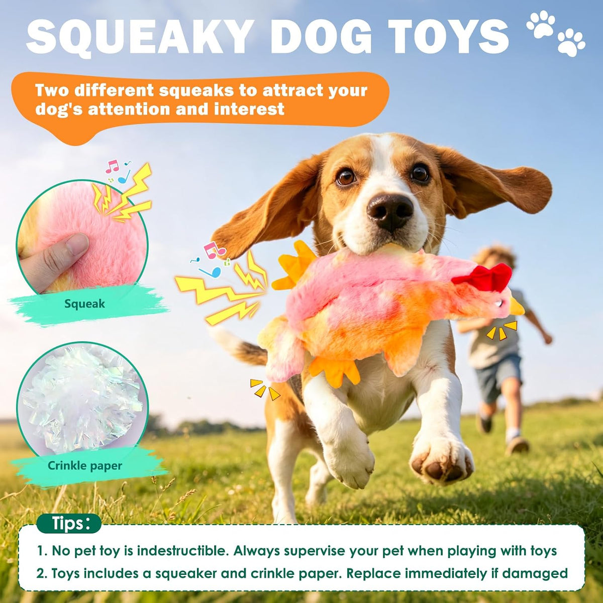 Fuufome Squeaky Dog Toys for Indoor Play with Small - Pink - image 2