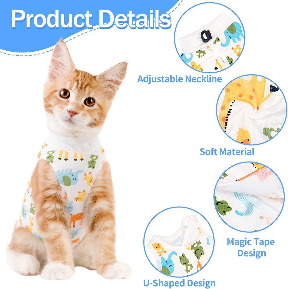 Coppthinktu Cat Recovery Suit Female Cat Onesie After Surgery Anti - Medium / Giraffe - image 2