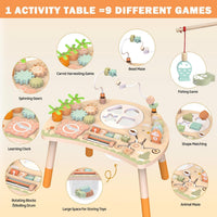 Weilim Montessori Activity Table for 1 Year Old - Natural - image 2